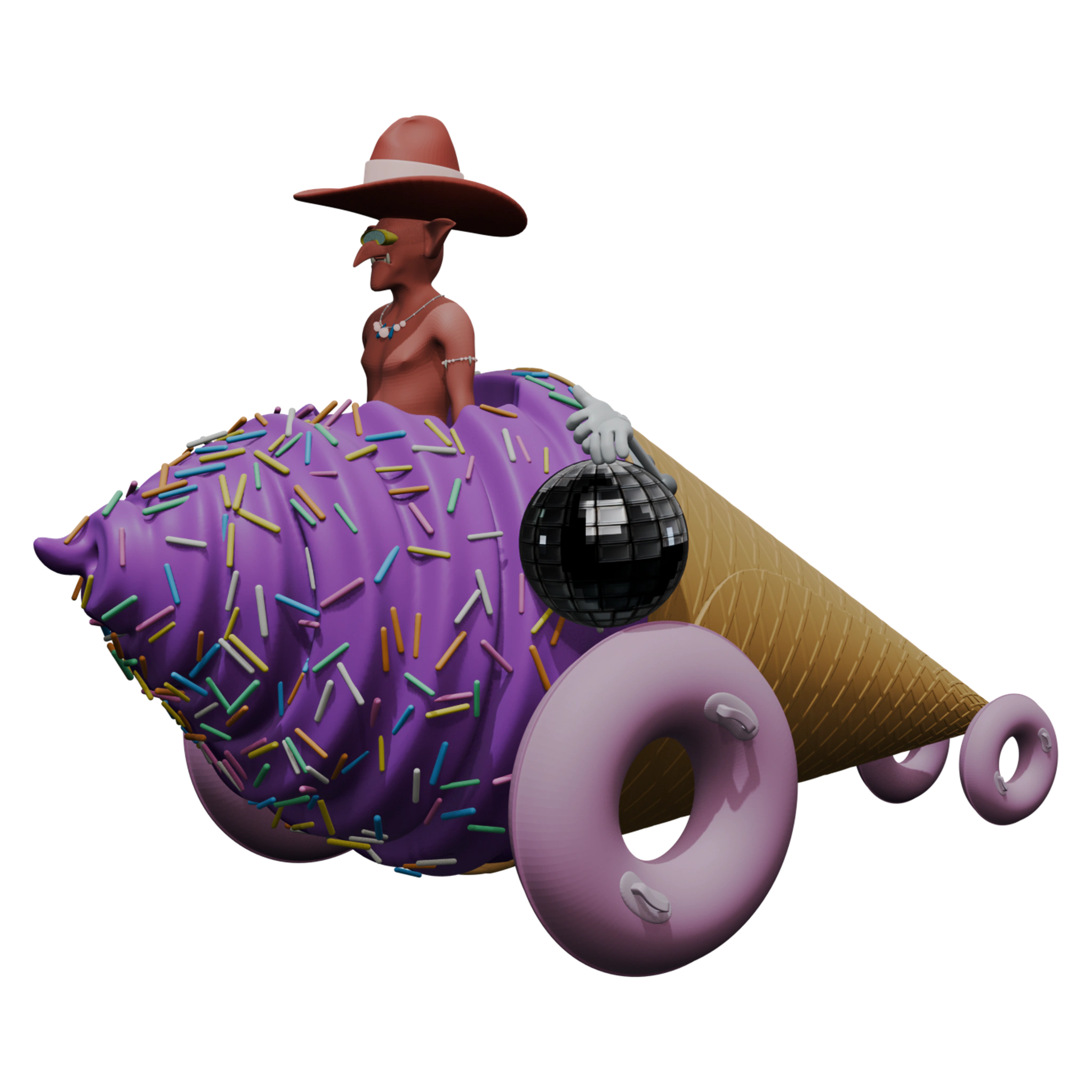 KT 54-7779: Goblin in a Ice Cream Cone with a Cowboy hat