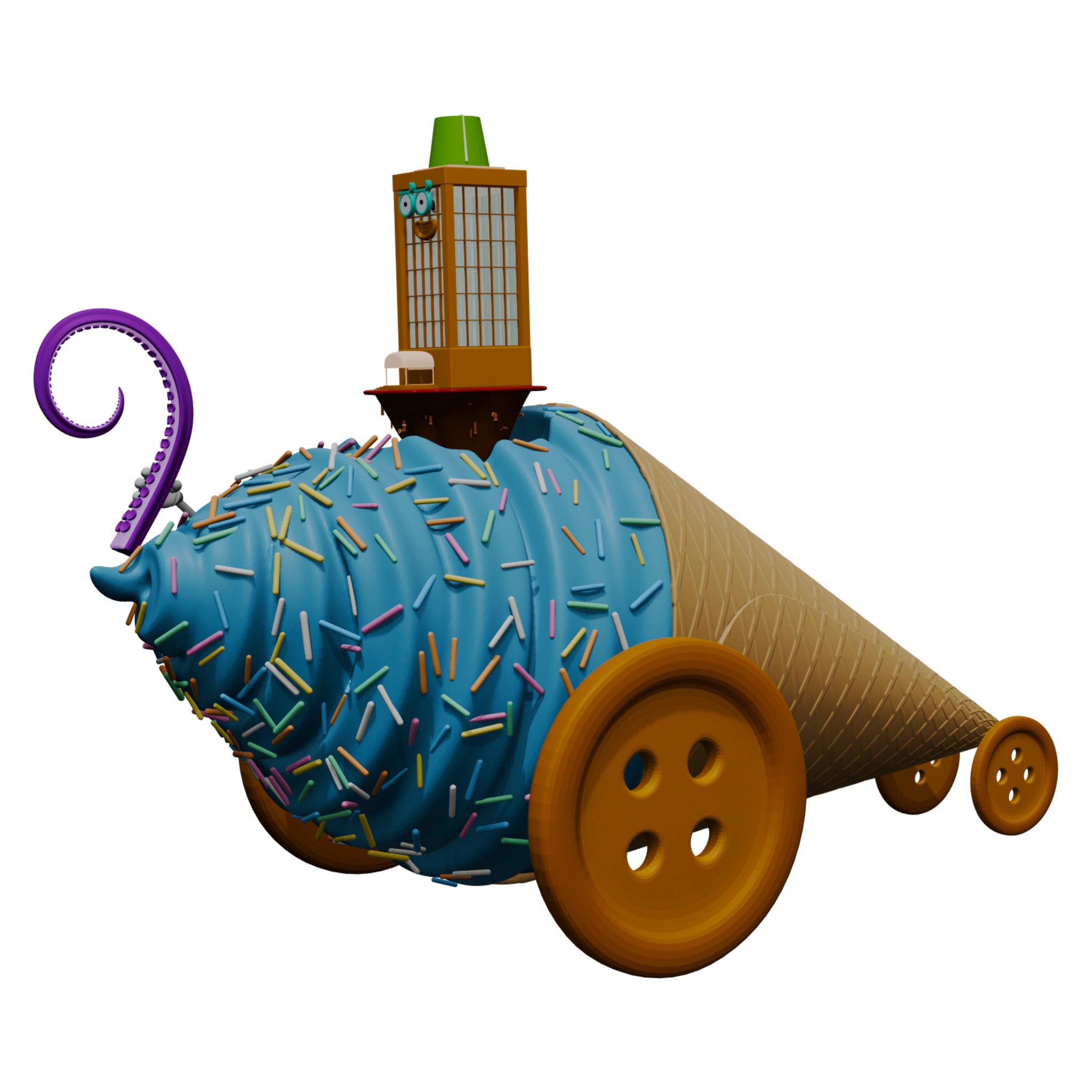 MU 07-1109: Building in a Ice Cream Cone with a Fez hat