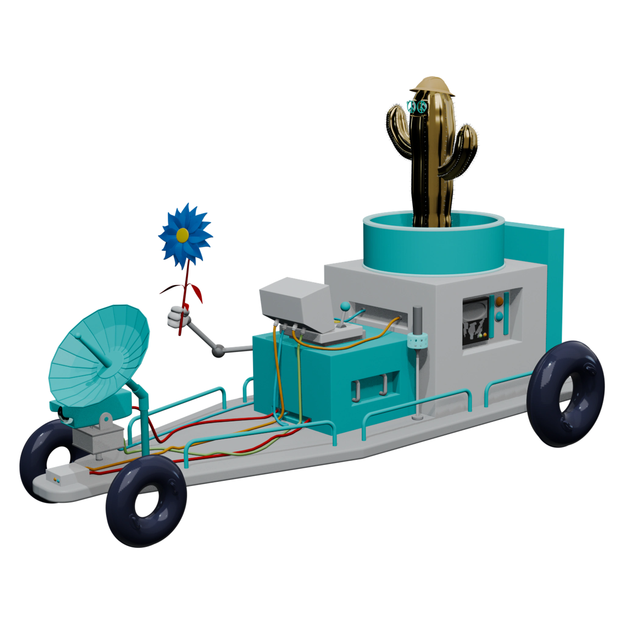 CYX 6365: Cactus in a Lunar Rover with a Hardhat hat