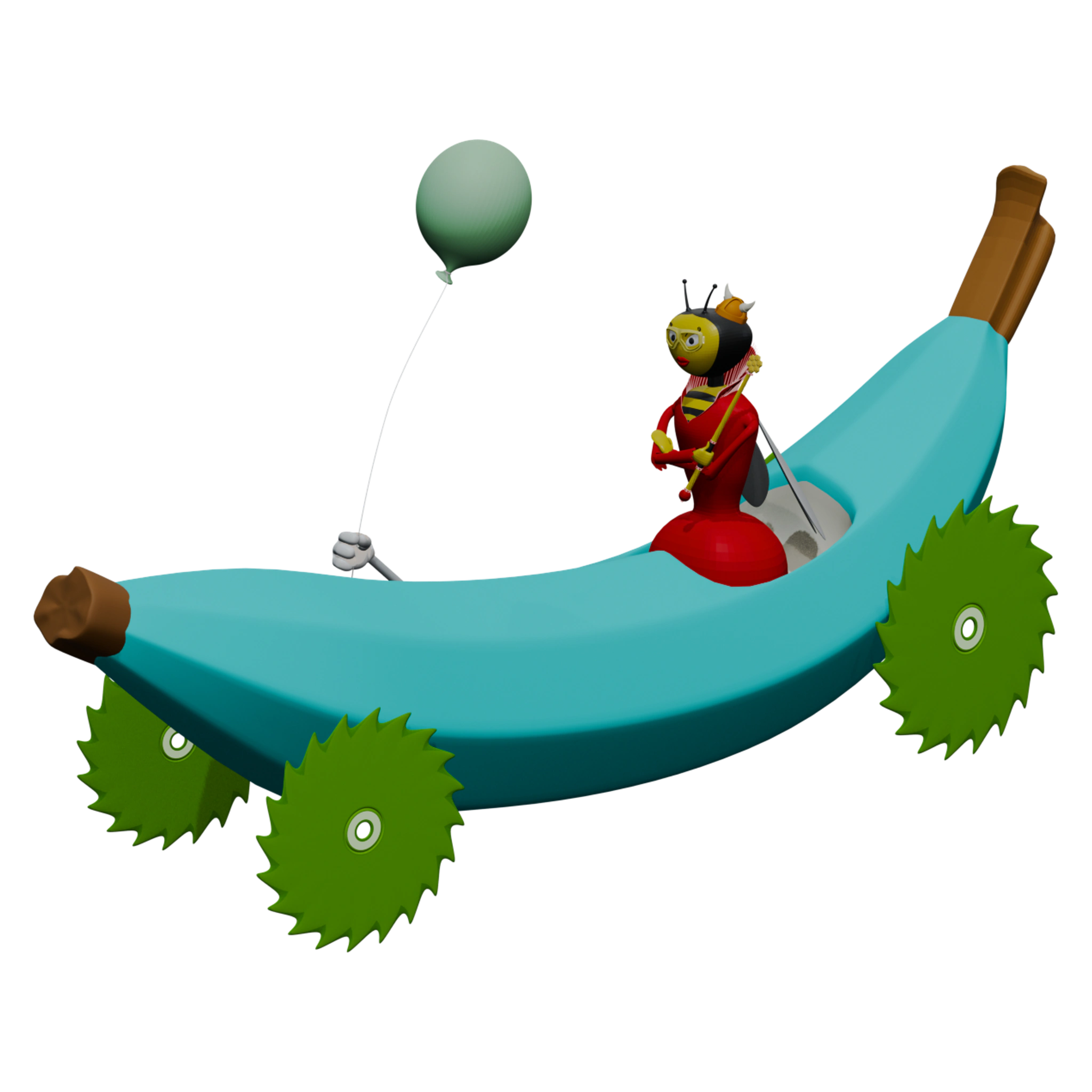 GAN 9882: Queen Bee in a Banana with a Viking hat